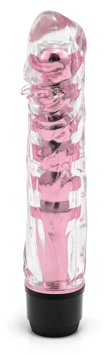 Růžový průhledný vibrátor 17,5 cm