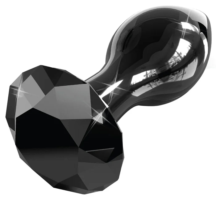 Skleněný černý anální kolík se šperkem Icicles No. 78 Pipedream