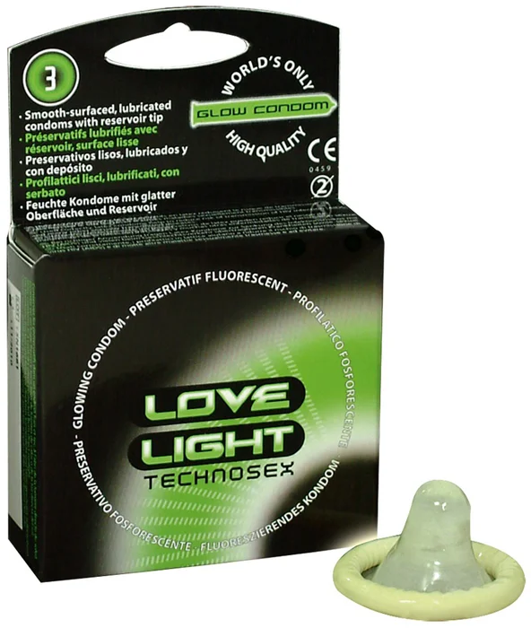 Svítící kondomy (3 ks) Love Light Technosex