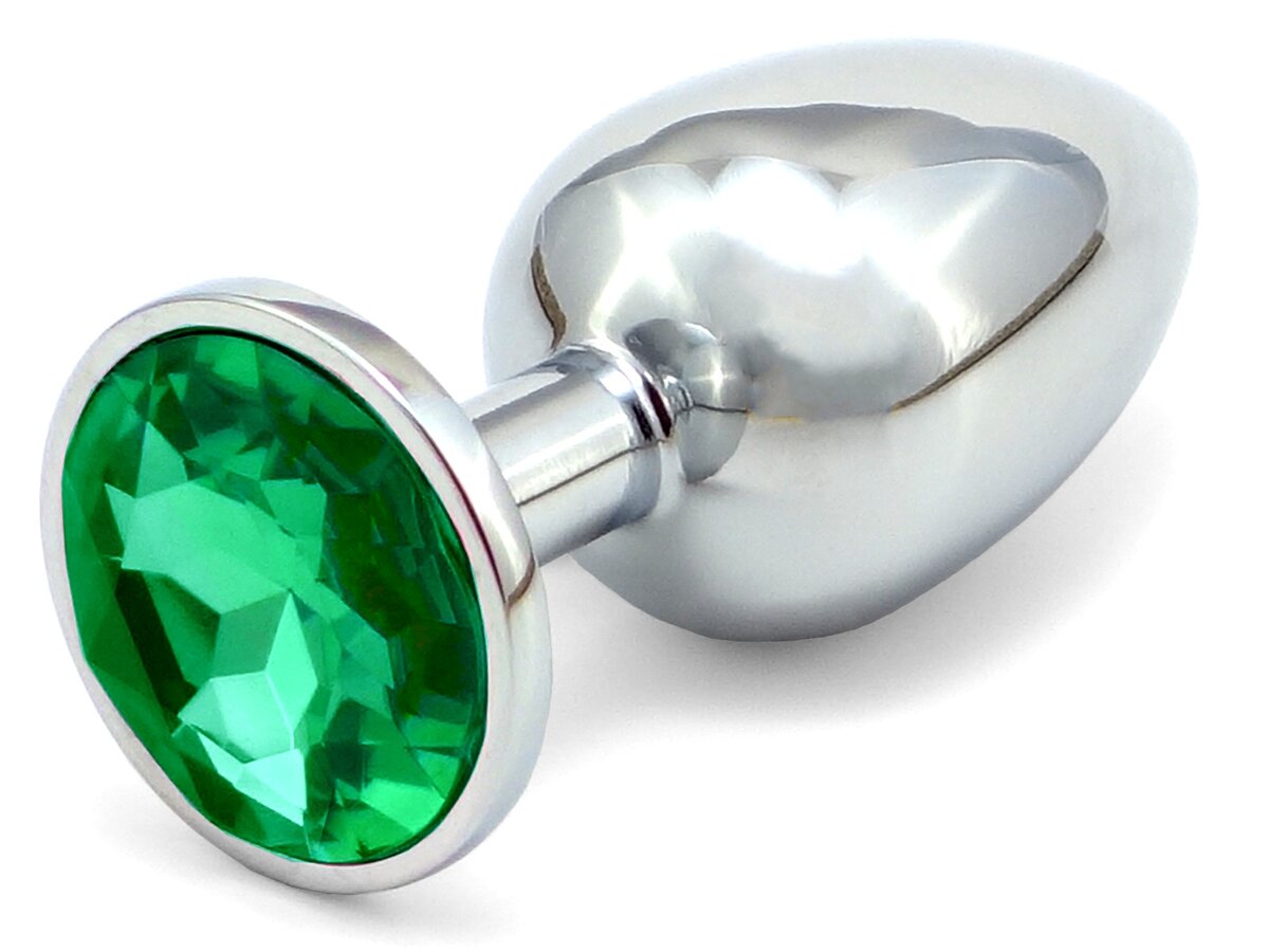 Anální kolík s tmavě zeleným šperkem průměr 3,4cm