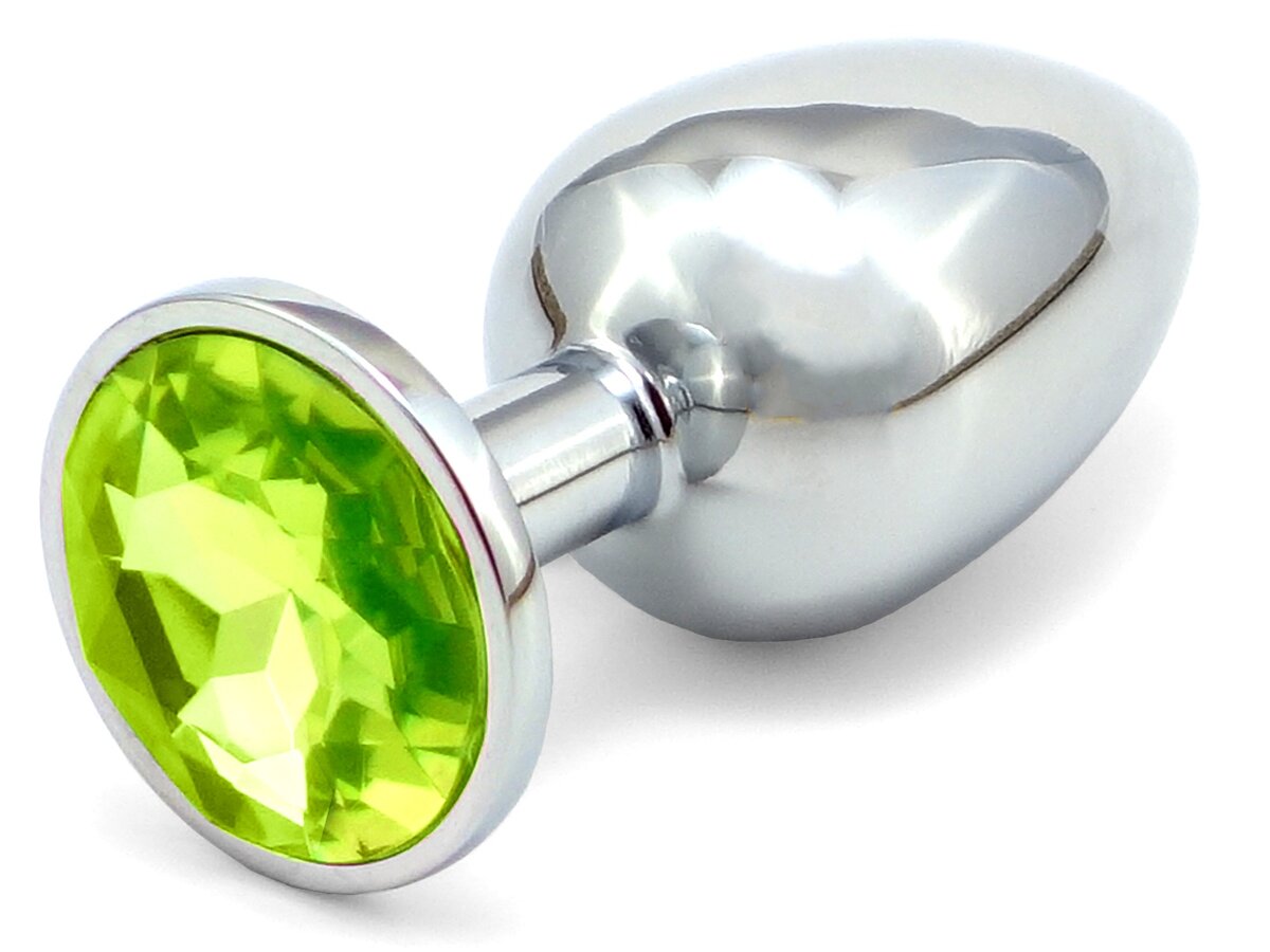 Anální kolík se světle zeleným šperkem průměr 3,4cm