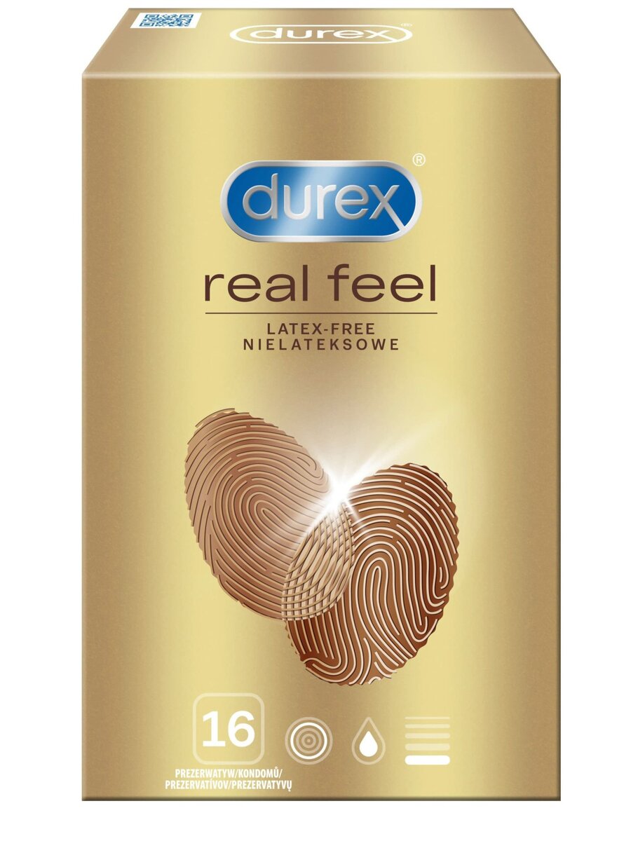 Bezlatexové kondomy Durex Real Feel 16 ks