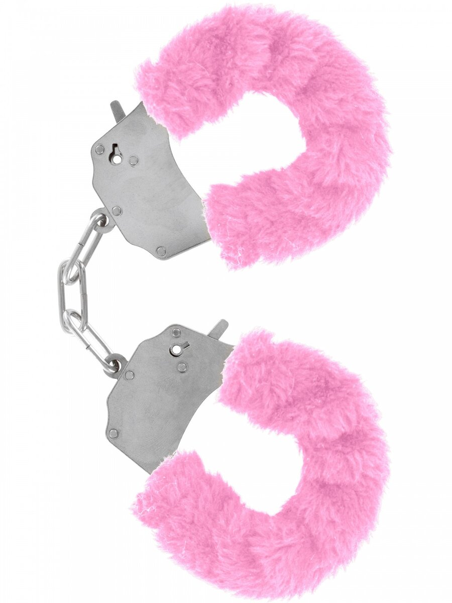 Kovová pouta na ruce s plyšovým kožíškem Furry Fun Cuffs růžová