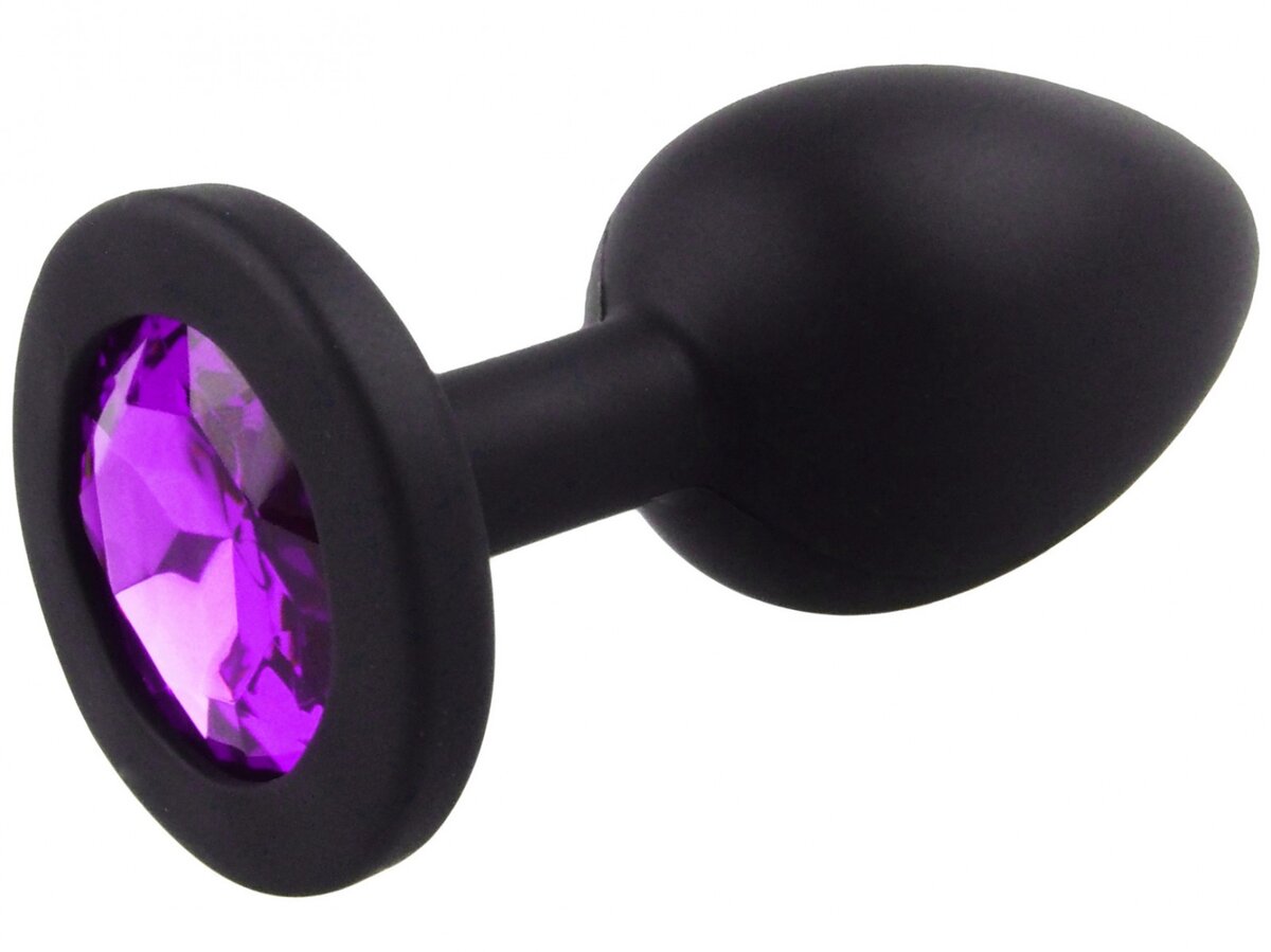 Malý anální kolík ze silikonu s tmavě fialovým šperkem