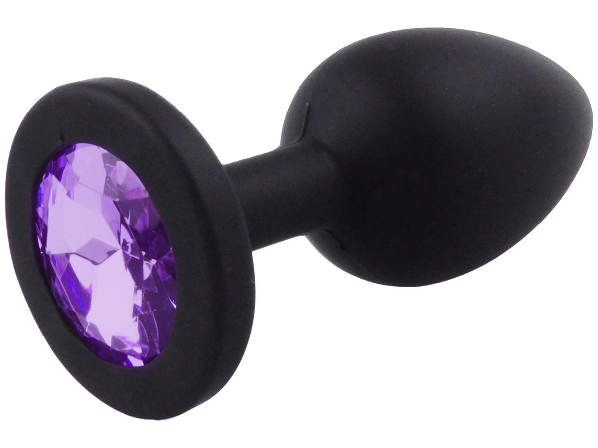 Malý anální kolík ze silikonu se světle fialovým šperkem