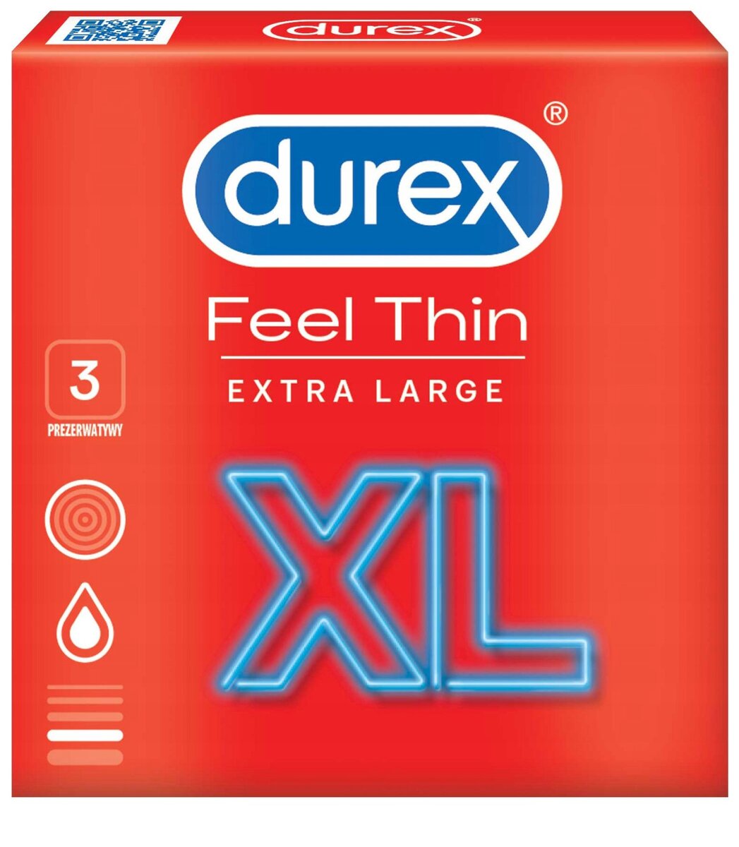 Velké kondomy Feel Thin XL Durex (3 ks)